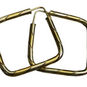 Arracadas cuadradas Oro amarillo y blanco 14k Italy