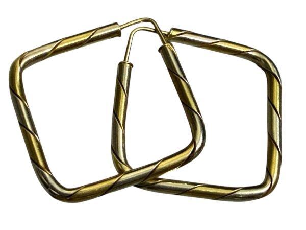 Arracadas cuadradas Oro amarillo y blanco 14k Italy
