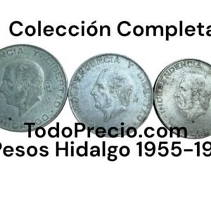 Colección Completa 5 Pesos Hidalgo 1955-1957 Plata 0.720 Mo.