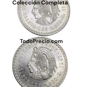 Colección Completa $5 Pesos Cuauhtémoc 1947 y 1948 Plata .900