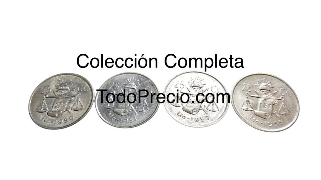 Inicio TodoPrecio.com 15 Colección Completa 25 Centavos Balancita 1950-1953 Plata 0.300