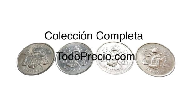 Colección Completa 25 Centavos Balancita 1950-1953 Plata 0.300