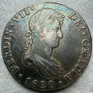 8 Reales Fernando VII 1820 Mo JJ Plata México | Ceca Mo.