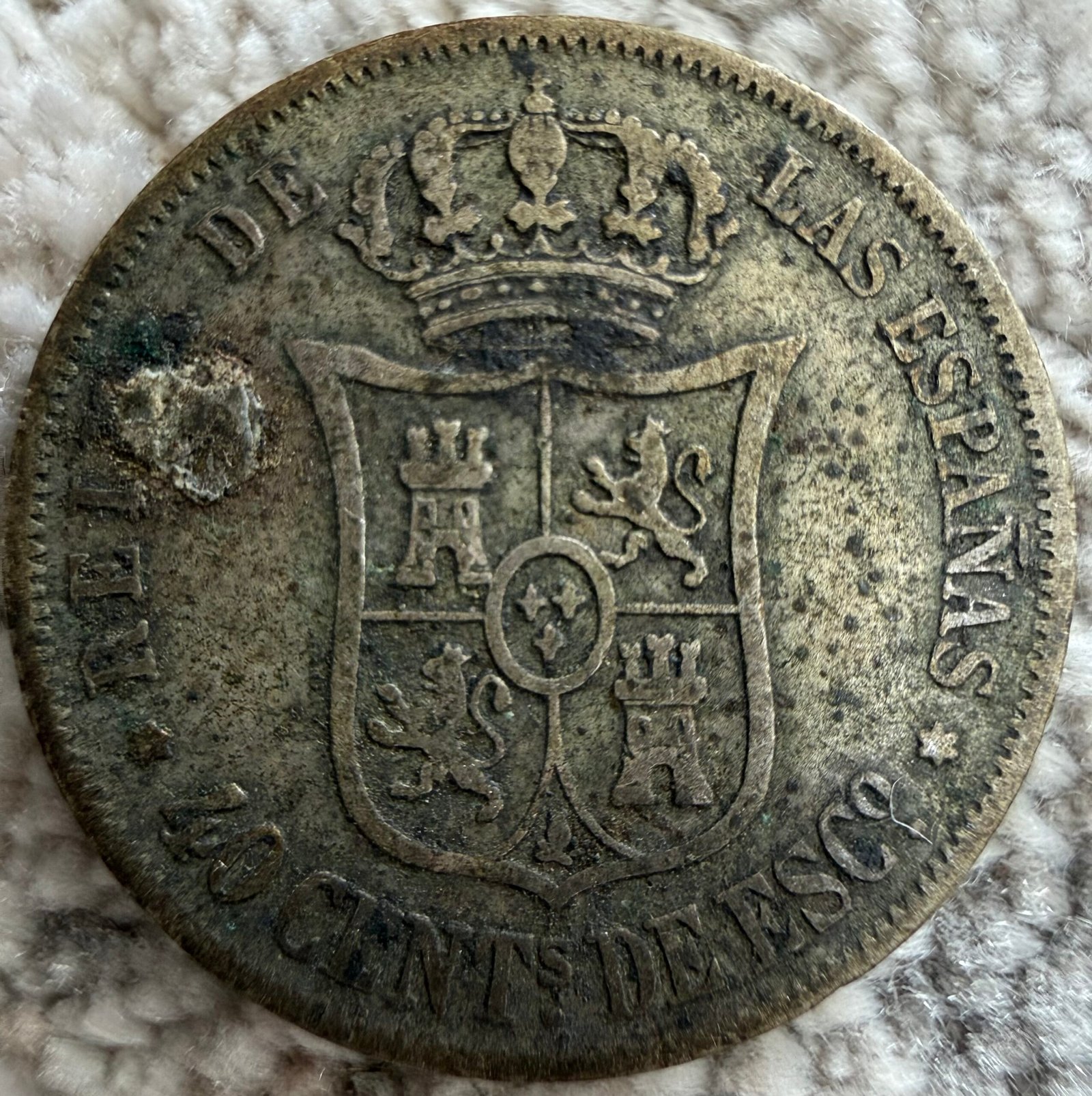 40 Céntimos Isabel ll 1867 Plata 0.810 | España 2 40 Céntimos Isabel ll 1867 Plata 0.810 | España - Image 2