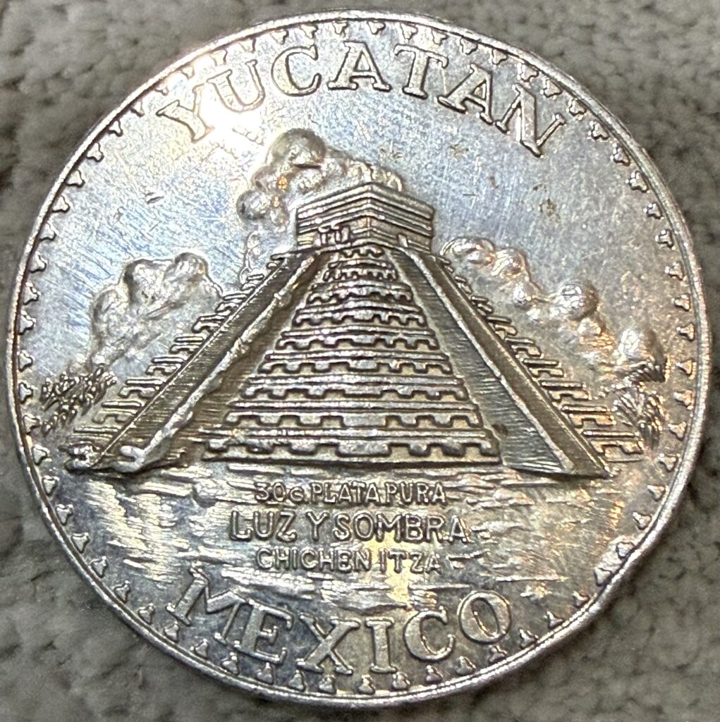 Inicio TodoPrecio.com 57 Medalla Yucatán Luz y Sombra Chichén Itzá México Casa del Adivino Uxmal 30g Plata Pura .999 Ceca J | Rara