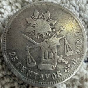 25 Centavos Balanza 1885 Go Guerrero Plata .902,7