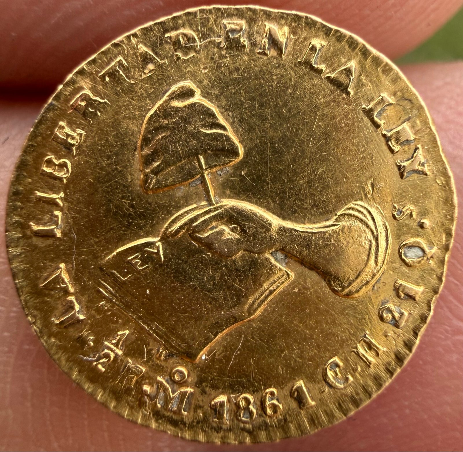 1/2 Medio Escudo 🛡️ Oro 1861 CH Mo. México | La libertad en la ley 4 1/2 Medio Escudo 🛡️ Oro 1861 CH Mo. México | La libertad en la ley - Image 4