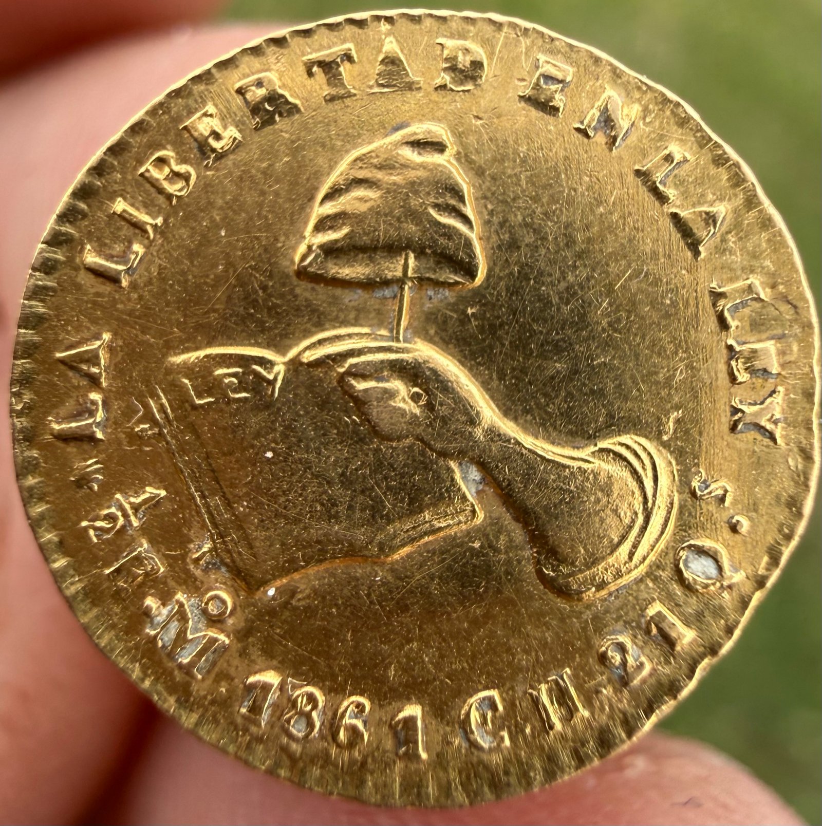 1/2 Medio Escudo 🛡️ Oro 1861 CH Mo. México | La libertad en la ley 6 1/2 Medio Escudo 🛡️ Oro 1861 CH Mo. México | La libertad en la ley - Image 6