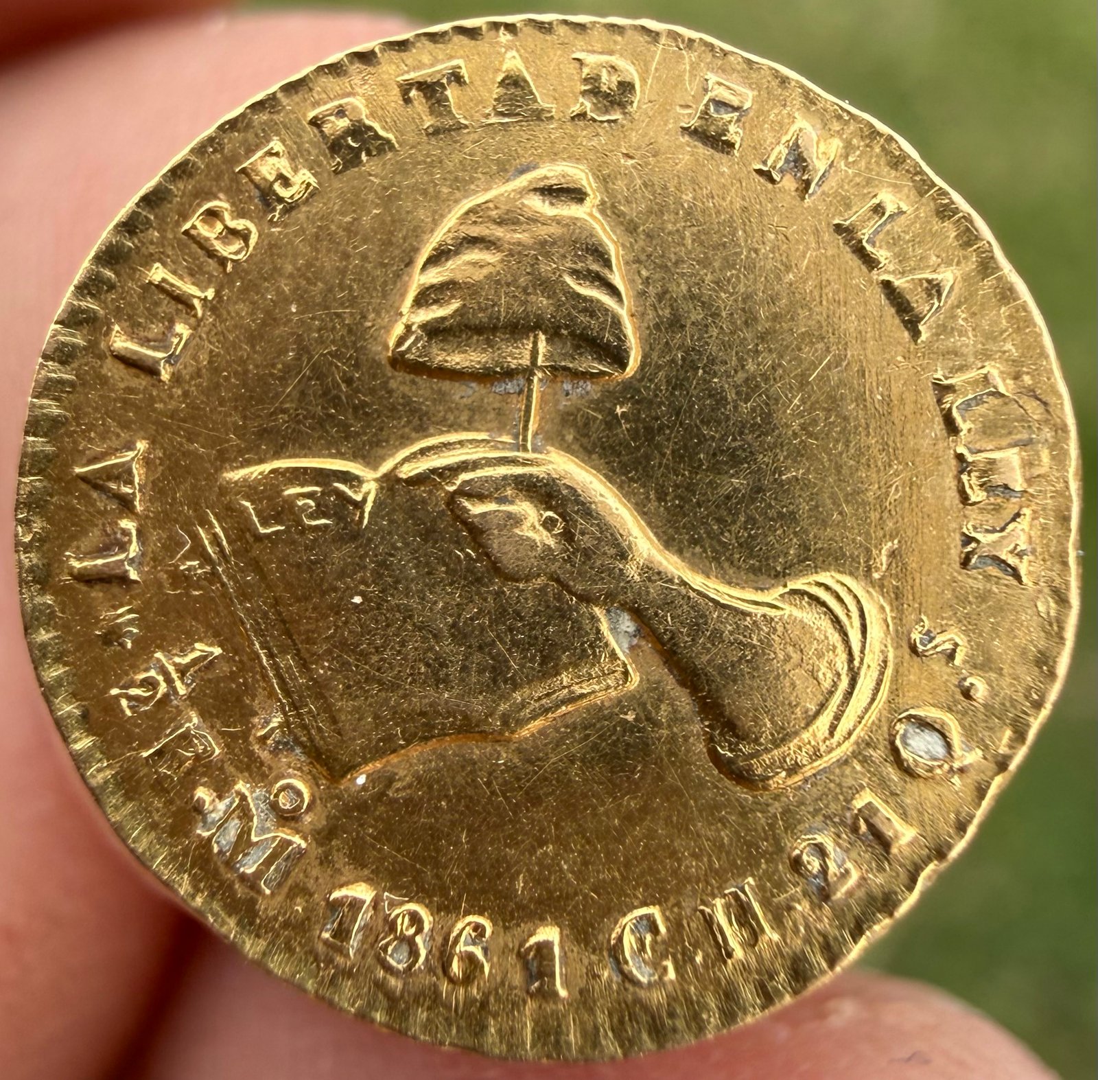 1/2 Medio Escudo 🛡️ Oro 1861 CH Mo. México | La libertad en la ley 7 1/2 Medio Escudo 🛡️ Oro 1861 CH Mo. México | La libertad en la ley - Image 7