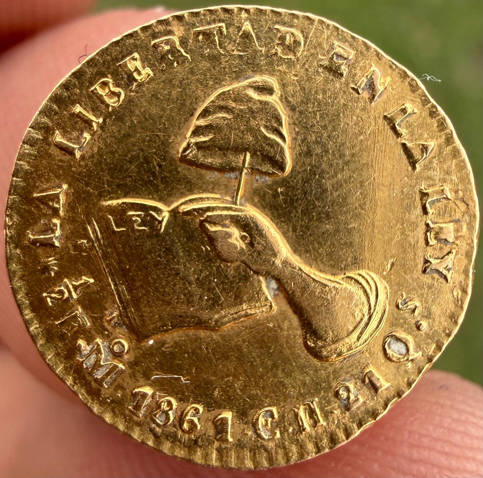 1/2 Medio Escudo 🛡️ Oro 1861 CH Mo. México | La libertad en la ley 10 1/2 Medio Escudo 🛡️ Oro 1861 CH Mo. México | La libertad en la ley - Image 10