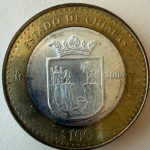 100 Pesos Chiapas 2005 Bimetalica Plata | Primera Fase
