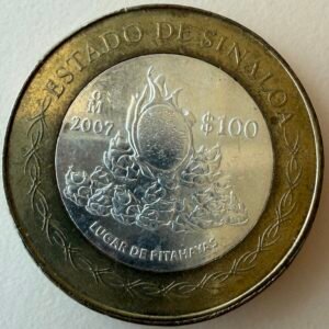 100 Pesos Sinaloa 2007 Bimetalica Plata | Segunda Fase