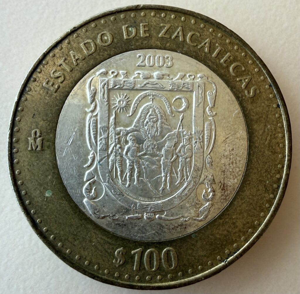 Inicio TodoPrecio.com 22 100 Pesos Zacatecas 2003 Bimetalica Plata | Primera Fase