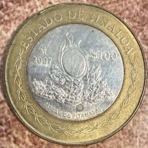 100 Pesos Sinaloa 2007 Bimetalica Plata | Segunda Fase