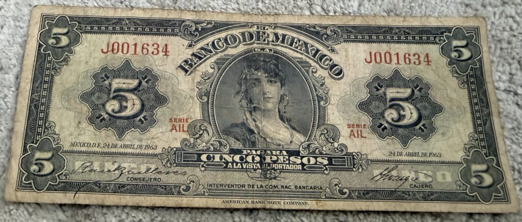 Inicio TodoPrecio.com 55 Billete $5 Pesos Gitana 1963 Banco de México
