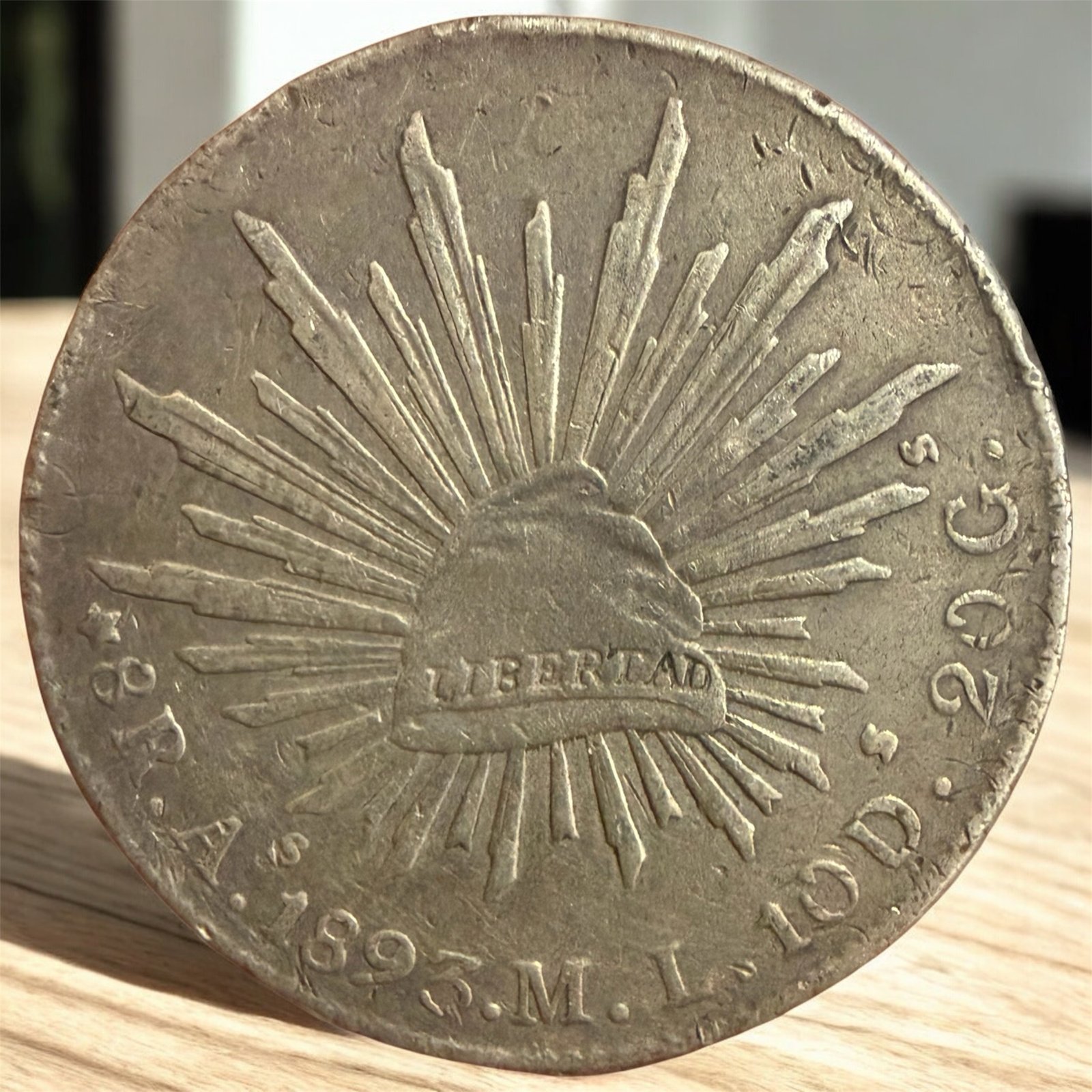 8 Reales Álamos 1893 ML Plata 0.9027 República Mexicana 1 8 Reales Álamos 1893 ML Plata 0.9027 República Mexicana