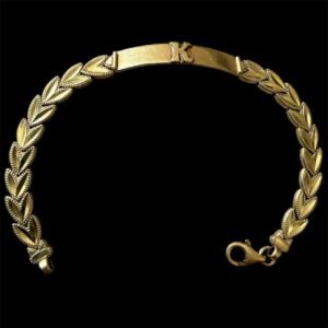 Pulsera de Oro 14K | Diseño de Hojas Labradas | 6.1 g | 15 cm | 5 mm