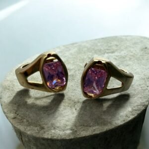 Aretes de Oro 14K con Cristal Rosa