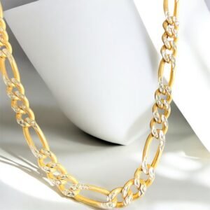 Cadena Oro Sólido 14K Figaro 3x1 Diamantada Italy | 40 cm x 3 mm | 4.4 g