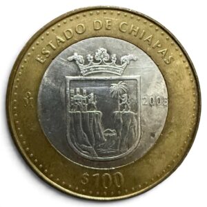 100 Pesos Chiapas 2005 Bimetalica Plata | Primera Fase
