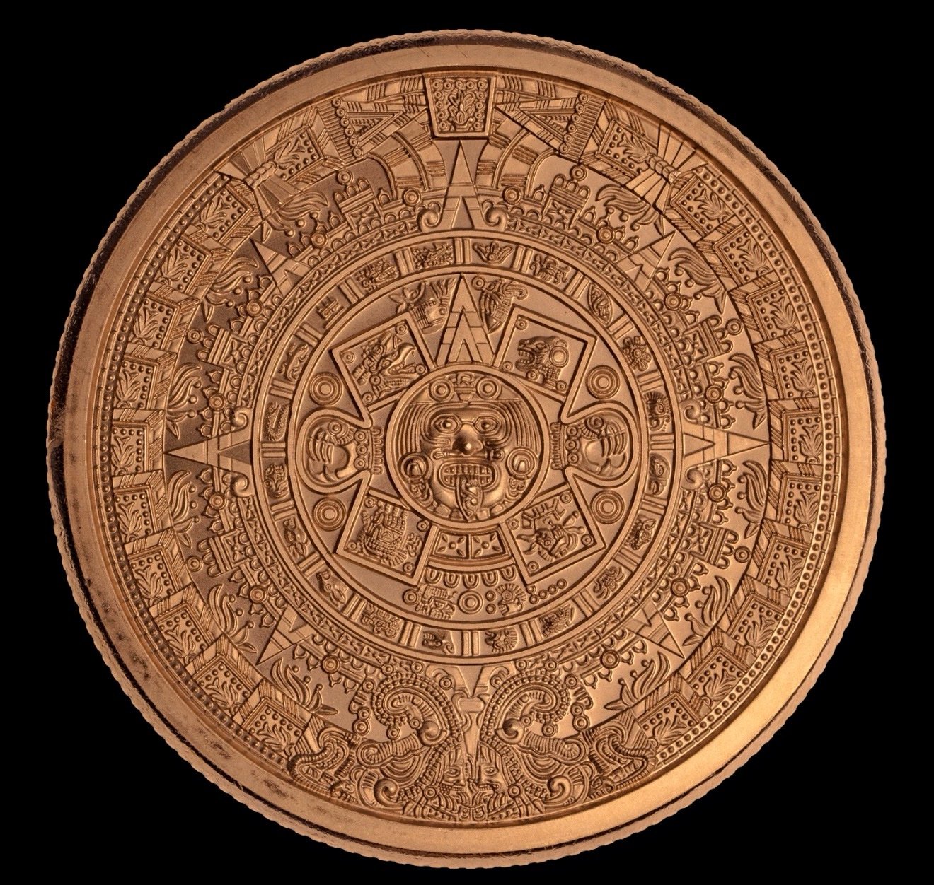 5 Oz Cobre .999 Cuauhtemoc - Calendario Azteca México 2 5 Oz Cobre .999 Cuauhtemoc - Calendario Azteca México - Image 2