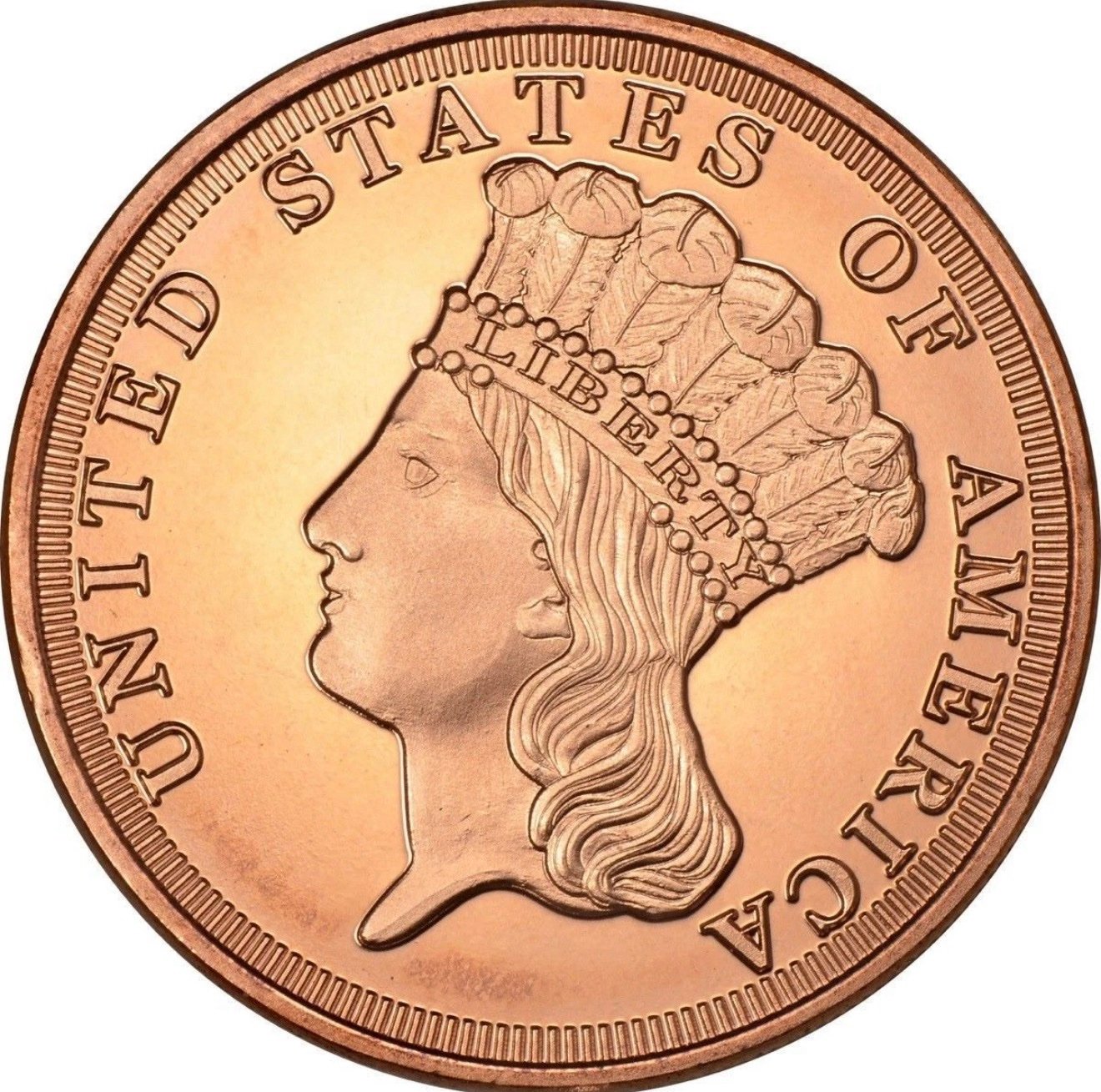 1 Oz Cobre .999 Cabeza de Indio Princesa USA 1 1 Oz Cobre .999 Cabeza de Indio Princesa USA