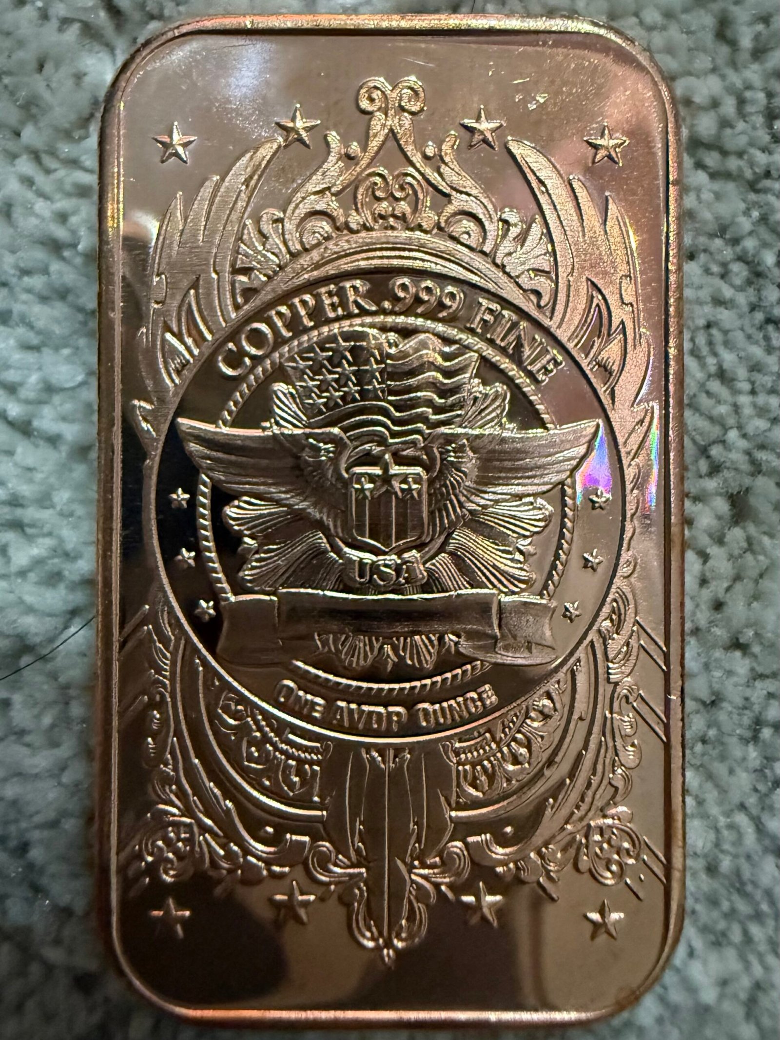 1 Oz. Cobre .999 Lingote Doble Águila Saint 2 1 Oz. Cobre .999 Lingote Doble Águila Saint - Image 2