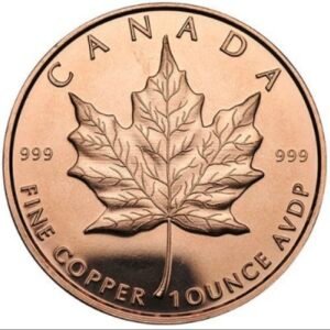 1 Oz Cobre .999 Canada Hoja de Maple