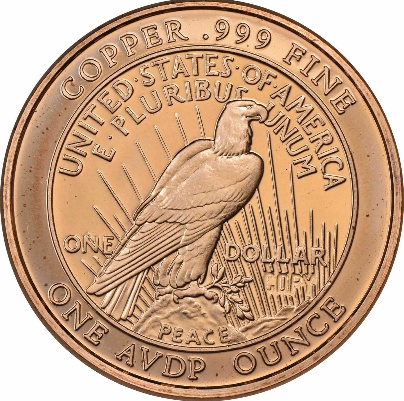 1 Oz Cobre .999 Dólar de La Paz 1921 2 1 Oz Cobre .999 Dólar de La Paz 1921 - Image 2