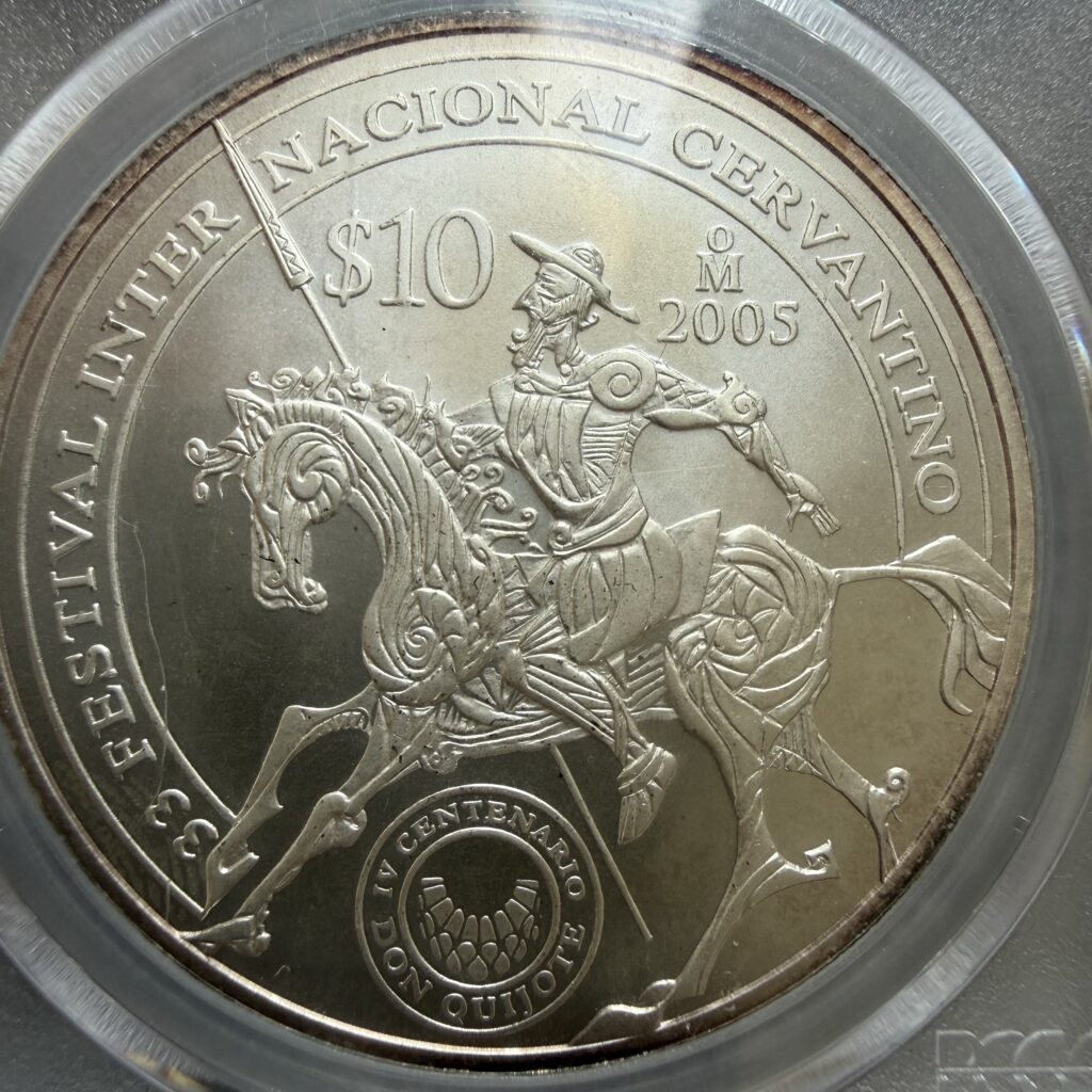 $10 Pesos 33° Festival Internacional Cervantino 2005 Mo. IV Centenario Don Quijote PCGS MS69 KM# 766 TOP POP #1 🔝1️⃣