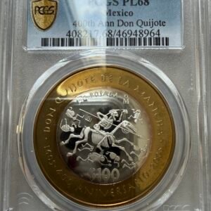 $100 Pesos Calavera Quijotesca Plata Proof PCGS PL68 | Sin Puntos