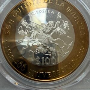 100 Pesos Calavera Quijotesca Plata .999 Proof PCGS PL67 Variante Con Puntos