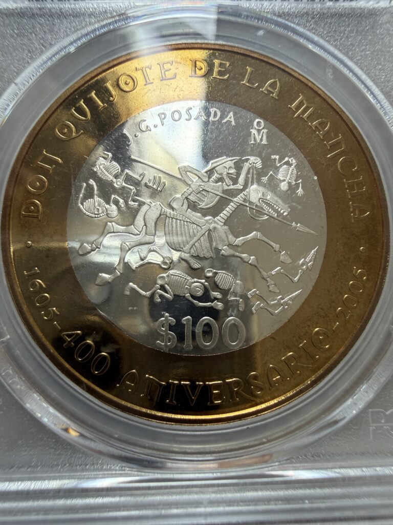 Inicio TodoPrecio.com 21 100 Pesos Calavera Quijotesca Plata .999 Proof PCGS PL67 Variante Con Puntos