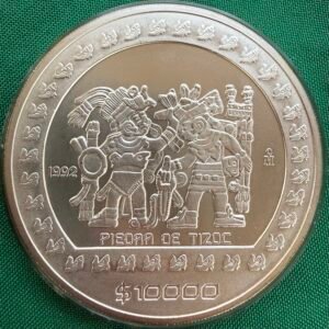 5 Oz Plata .999 $10000 Pesos 1992 Piedra de Tizoc México Mo.