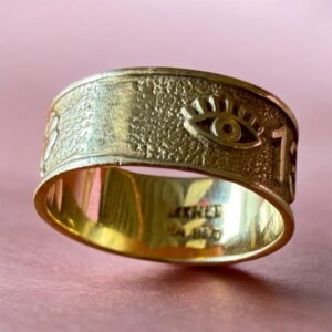 Anillo de Oro 14K Elefante Trece Herradura Ojo Suerte #5