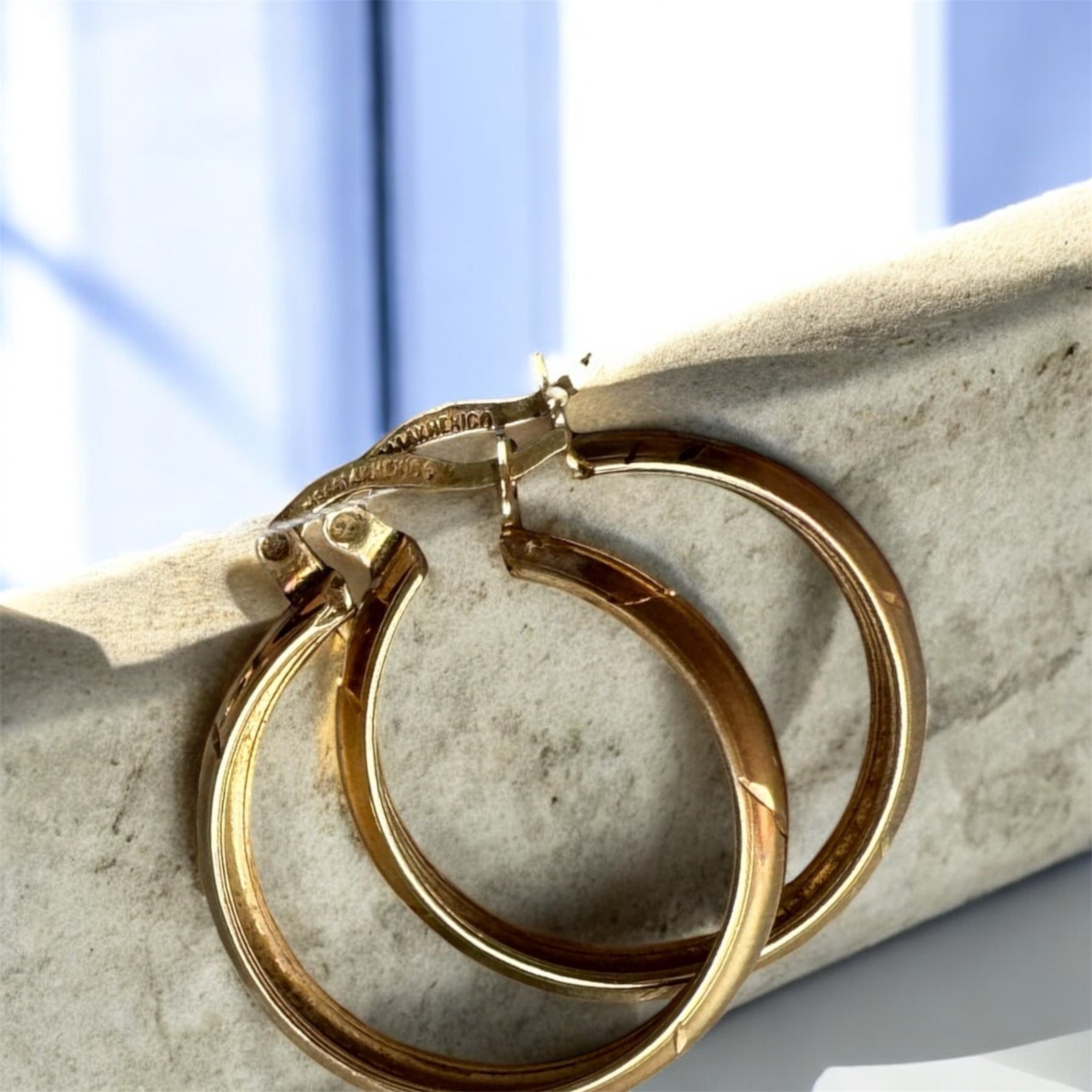 Arracadas de Oro 14K Amarillo 2.5cm x 2.5 cm 5 Arracadas de Oro 14K Amarillo 2.5cm x 2.5 cm - Image 5