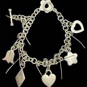 Pulsera de Plata .925 Corazones Flores