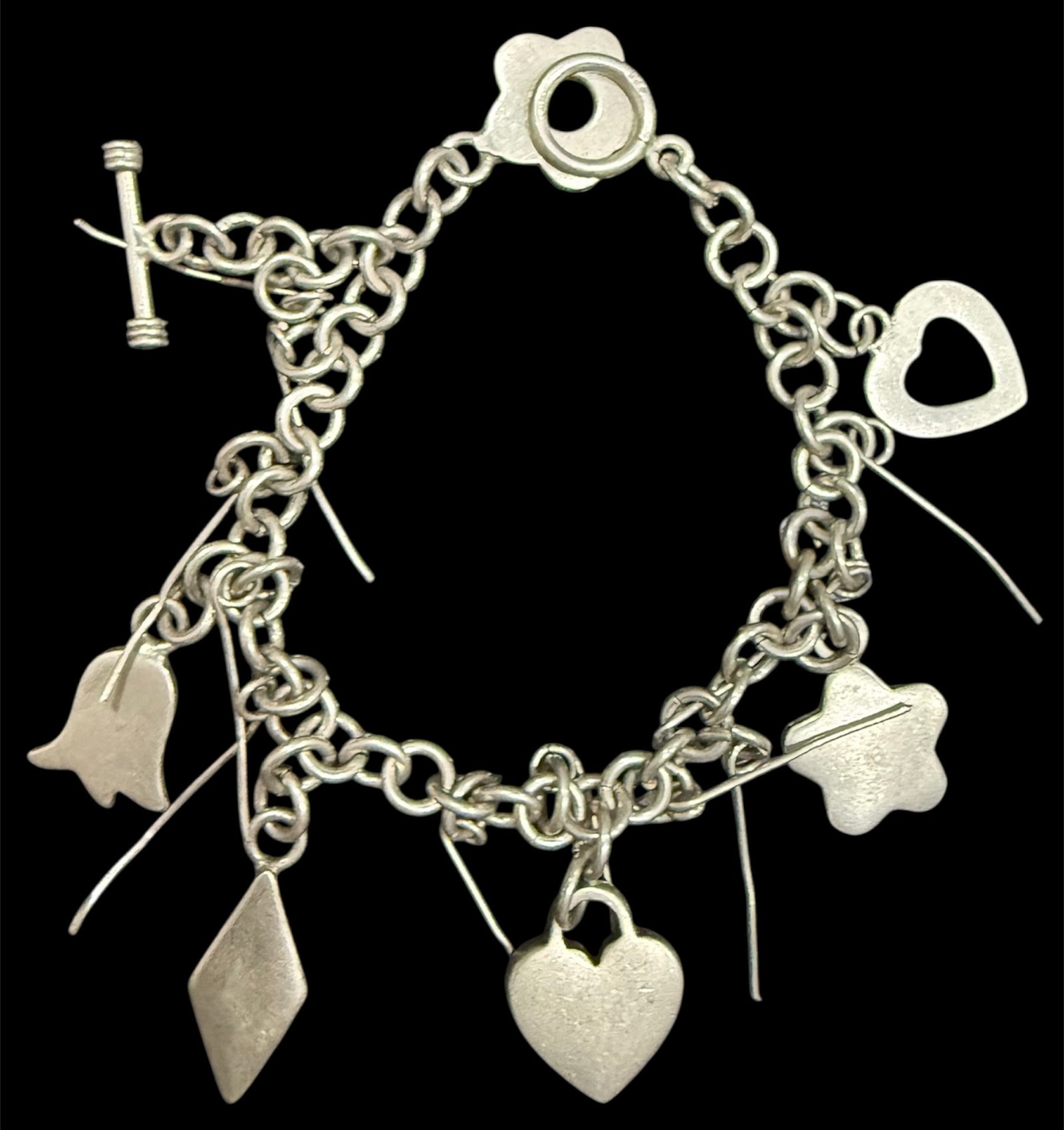 Pulsera de Plata .925 Corazones Flores 1 Pulsera de Plata .925 Corazones Flores