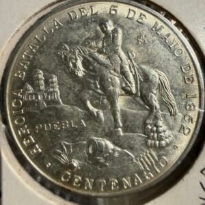 Centenario Heroica Batalla de Puebla 5 de Mayo 1862 - 1962 Plata 0.900 Mo.
