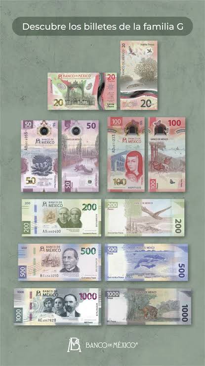 Set Billetes Mexicanos $20 $50 $100 $200 $500 $1000 Nuevos UNC Familia G | Mo. México 6 Set Billetes Mexicanos $20 $50 $100 $200 $500 $1000 Nuevos UNC Familia G | Mo. México - Image 6