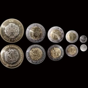 Set Monedas Pesos Mexicanos $10 $5 $2 $1 50c | Mo. México
