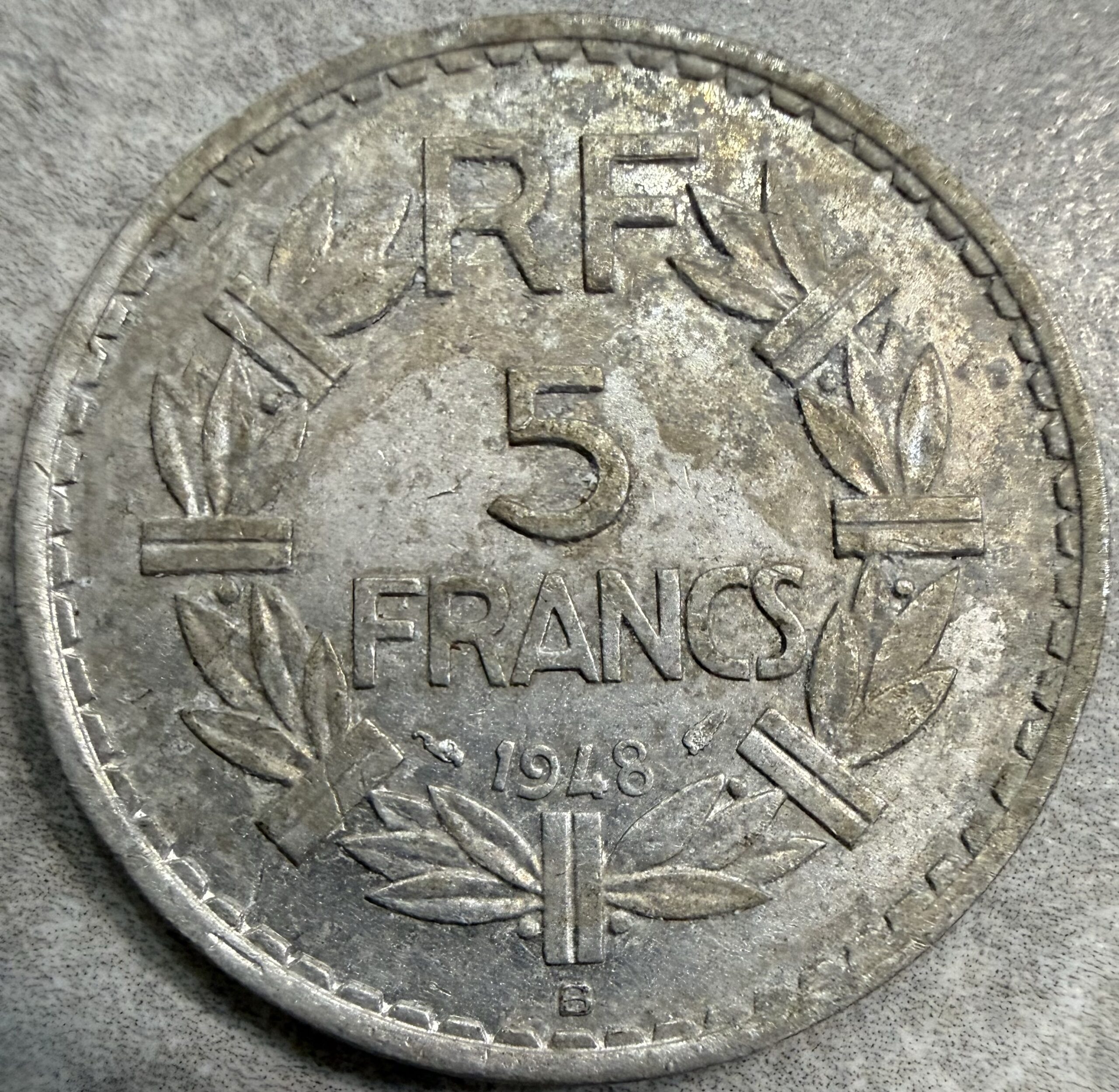 5 Francos 1948 Aluminio | Francia 2 5 Francos 1948 Aluminio | Francia - Image 2