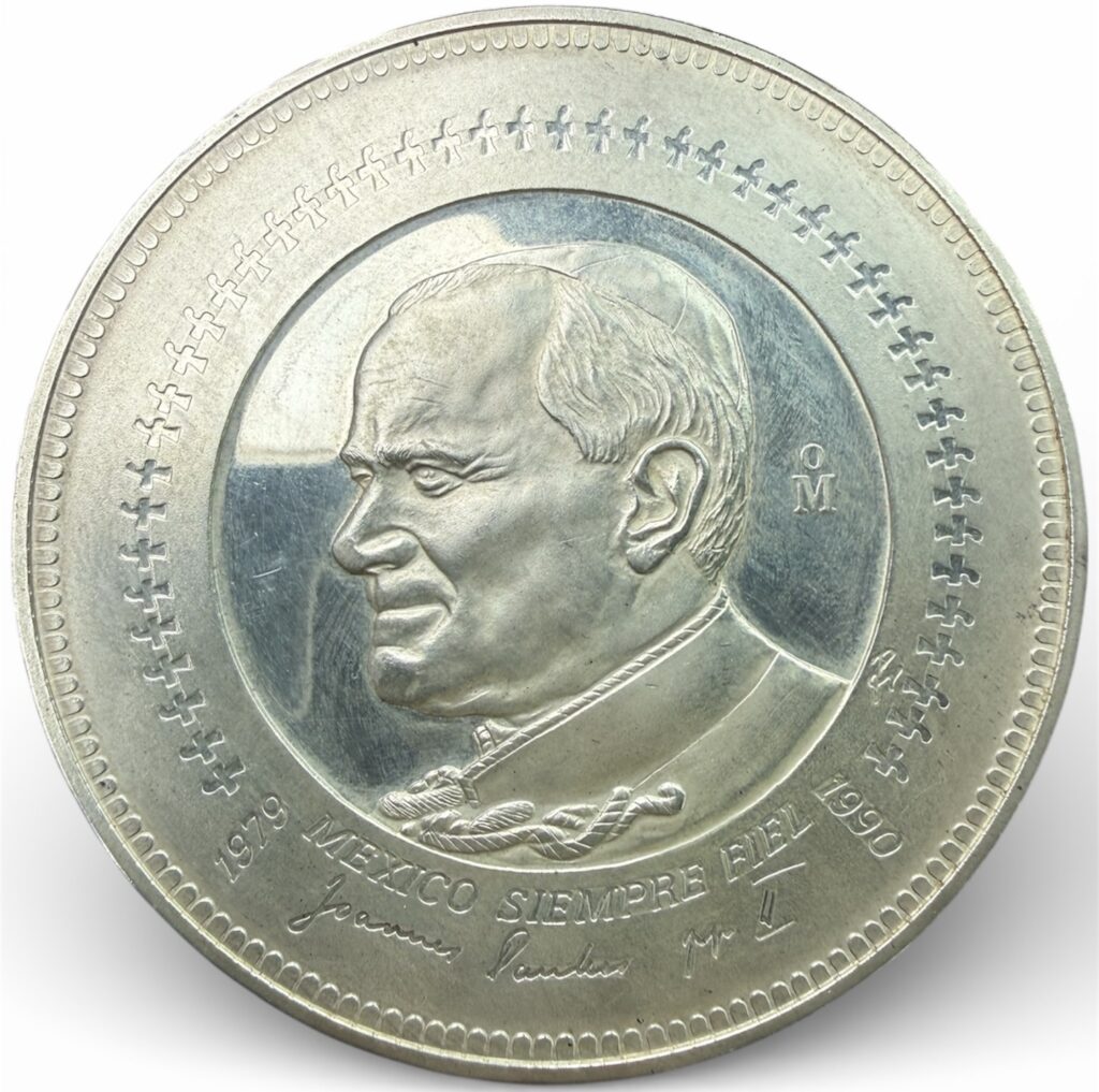 Inicio TodoPrecio.com 42 5 Onzas Juan Pablo ll 1979 1990 Plata Pura .999 Mo.