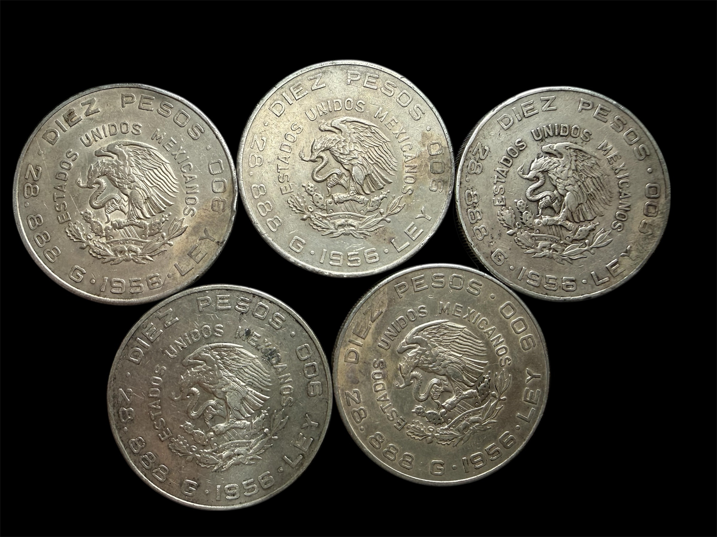 Lote 5 Monedas Hidalgo Grande 1956 Plata Ley .900 2 photoroom 20260128 075931