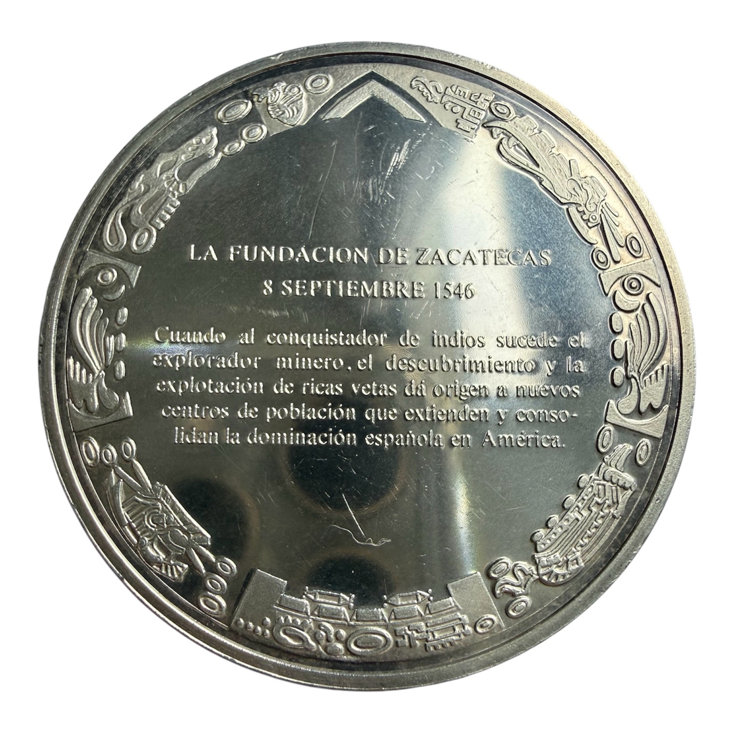 Medalla Plata .925 Fundación de Zacatecas 8 Septiembre 1546 2 photoroom 20260420 064222