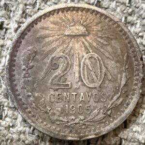 20 Centavos Resplandor 1905 Plata 0.800 Cospel Grande| Primera Fecha