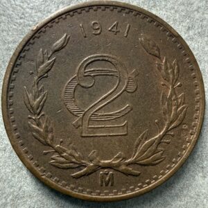 2 Centavos Monograma 1941 Mo. Moneda de Cobre de México