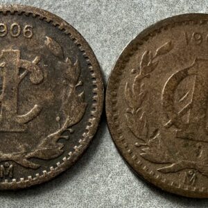 1 Centavo 1906 Monograma Fecha Corta y Larga 2 Monedas