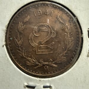 2 Centavos Monograma 1941 Mo. Moneda de Cobre de México