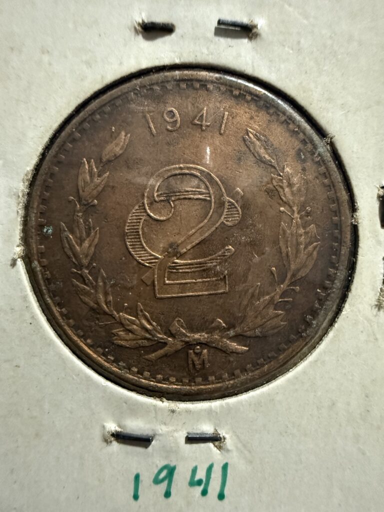 2 Centavos Monograma 1941 Mo. Moneda de Cobre de México